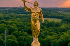 Kansas City Angel Moroni Aerial Closeup
