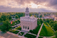 Nauvoo Morning Aerial Rays of Sunshine