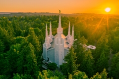 Portland Oregon Temple Aerial Sunset