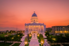 Utah Capitol Smoky Sunset