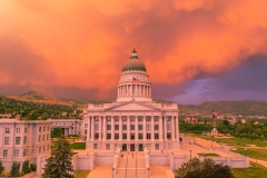 Utah Capitol Thunderstorm Reflection