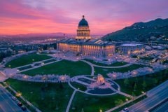 Utah Capitol Stunning Sunset and Cherry Blossoms