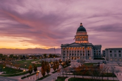 Utah Capitol Cherry Fall Colors Sunset