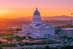 Utah Stae Capitol Cherry Blossoms Sunset