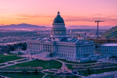Utah Stae Capitol Cherry Blossoms Sunset